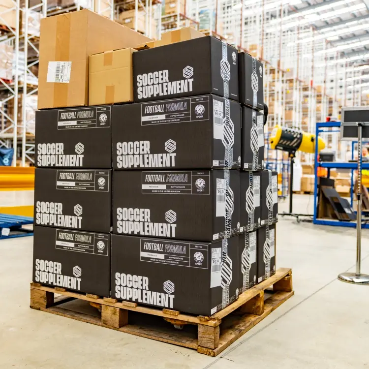 Image of Soccer Supplements pallet in the warehouse